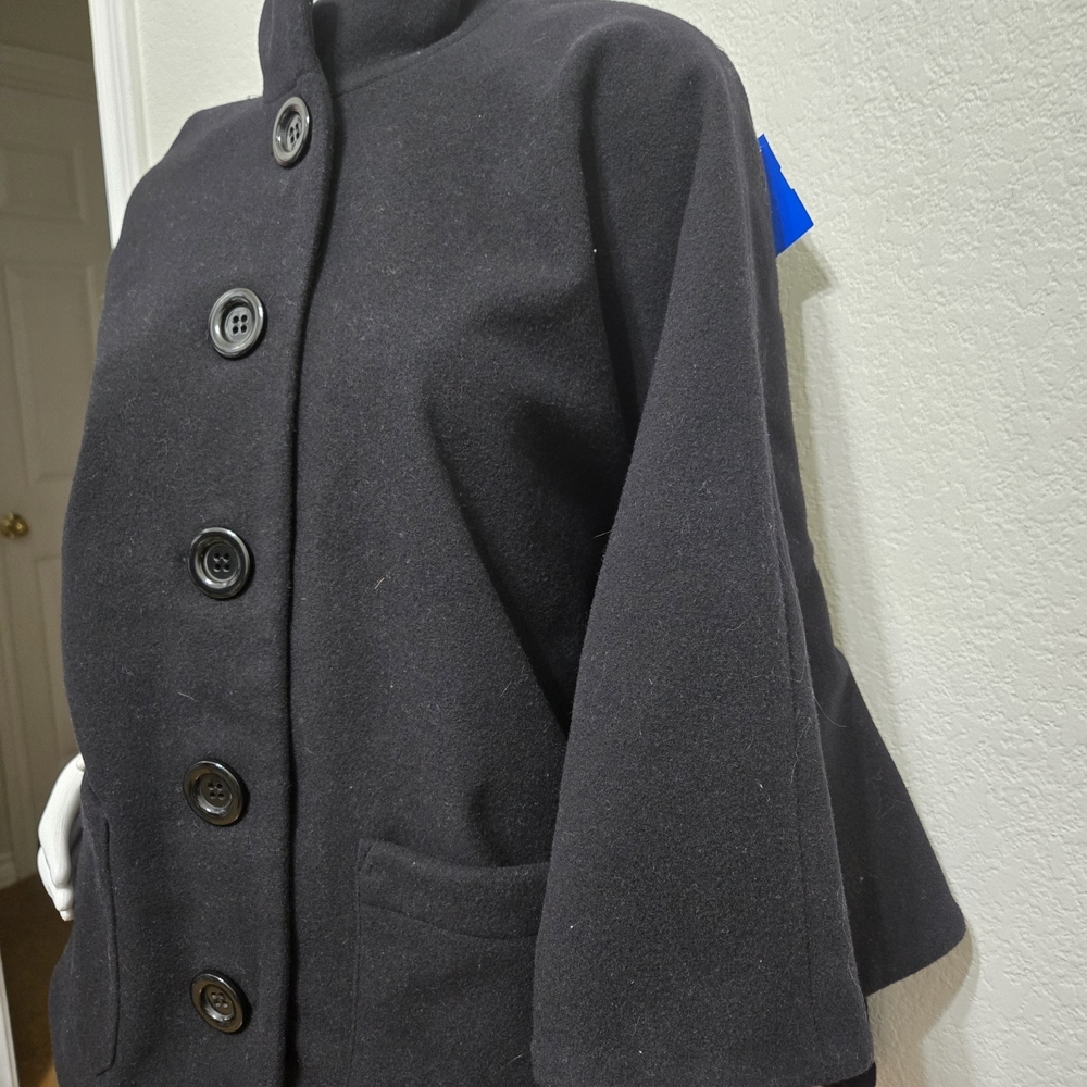Pendleton Black Wool Button-Up Coat Cape Size S/M - image 4